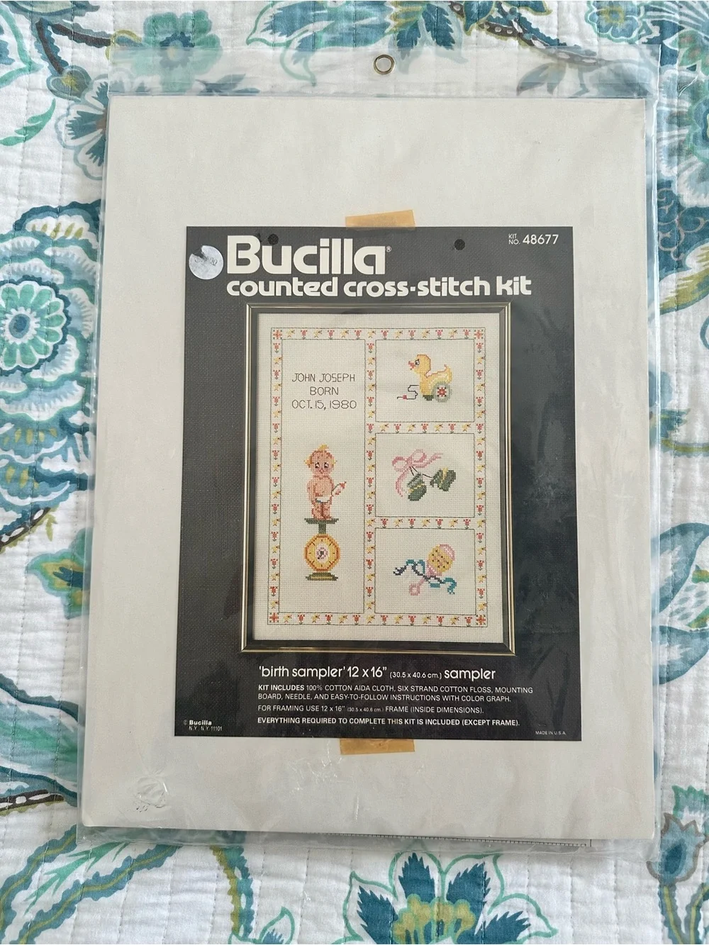 Bucilla Counted Cross-Stitch Birth Sampler - Pastel Baby Motifs 48677